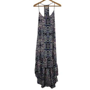 Brooke Reidt for Element Bali Racerback Maxi Dress Sz Medium Hi Lo Ruffle Hem